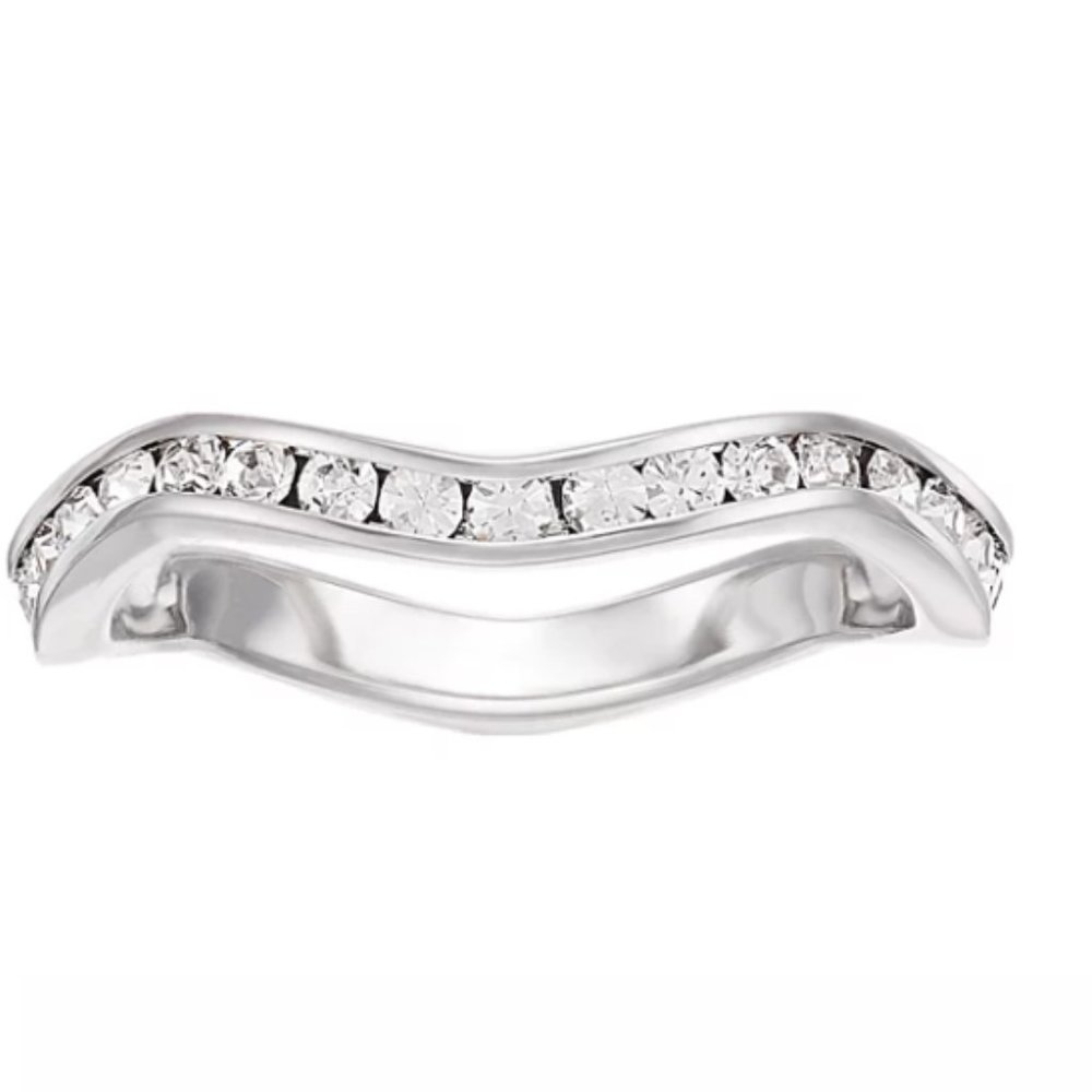 2/65$ NWT Swarovski white Birthstone Stackable  Wave Ring SZ10.5